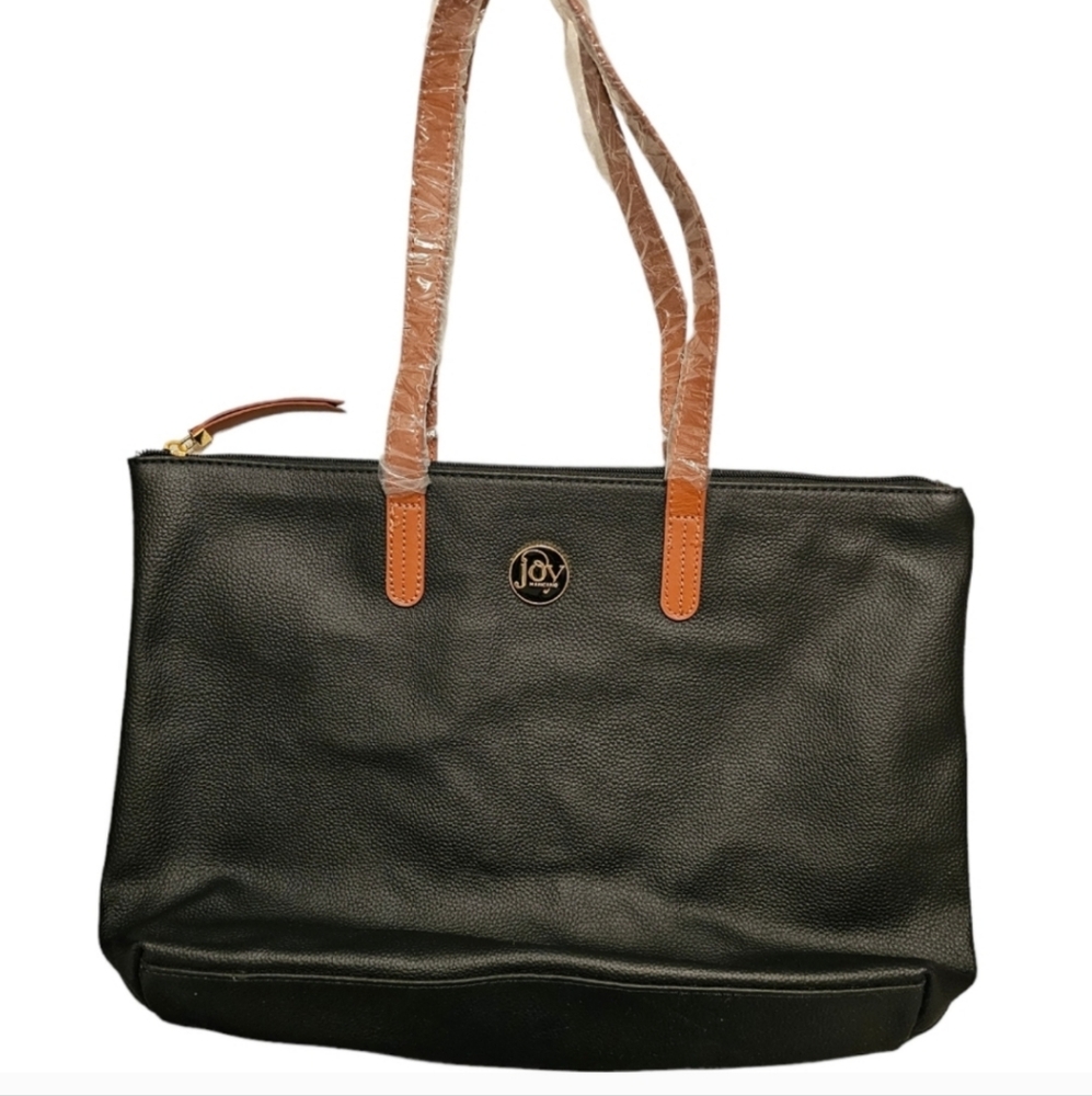 Joy Mangano Black Leather Tote NWT